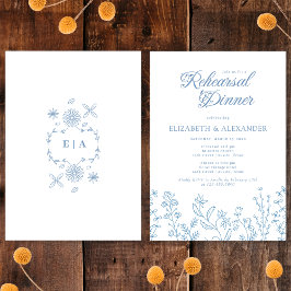 Convites Janto de ensaio do Monograma de Flores Selvagem