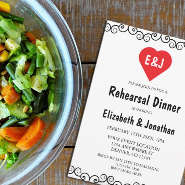 Convites Janto de ensaio do monograma do coração russo (Criador carregado)