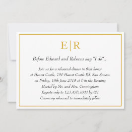 Convites Janto de ensaio do Monograma Dourado Elegante