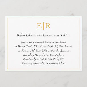 Convites Janto de ensaio do Monograma Dourado Elegante