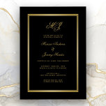 Convites Janto de ensaio do Monograma Dourado Elegante<br><div class="desc">Convide seus convidados de janto de ensaio de casamento em estilo com este elegante convite de monograma personalizado branco. O design simples apresenta as iniciais falsas do monograma dourado em um script falsa de ouro junto com todos os detalhes de seu janto para personalizar bordado com um quadro brilhante de...</div>