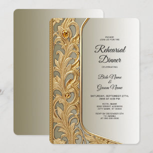 Convites Janto de ensaio do Ornamentado Dourado moderno