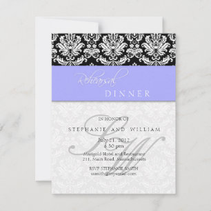 Convites Janto de Ensaio do Periwinkle Blue Damask Monogram