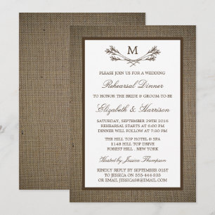 Convites Janto de ensaio do Ramo Monograma Rustic