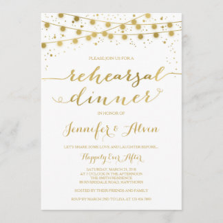 Convites Janto de ensaio Dourado Convite, Luzes de fada