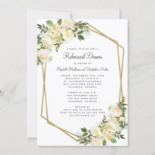 Convites Janto de ensaio Dourado de Casamento Branca Floral