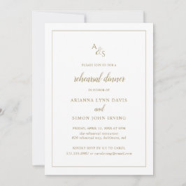 Convites Janto de ensaio Dourado do Monograma Formal Elegan