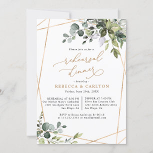 Convites Janto de ensaio Dourado Dusty Blue Greenery