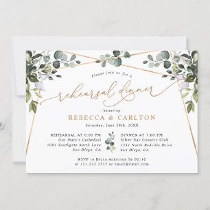 Convites Janto de ensaio Dourado Elegante Greenery