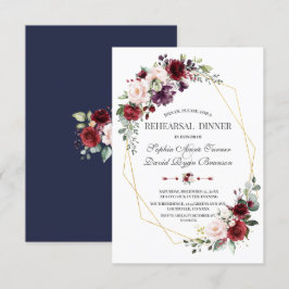 Convites Janto de ensaio Dourado Floral do Luxury Burgundy