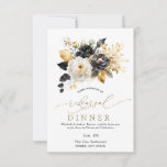 Convites Janto de Ensaio Dourado Flores Brancas Pretas<br><div class="desc">Flores Douradas,  pretas e brancas sobre fundo branco.</div>