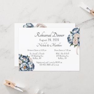 Convites Janto de ensaio Dusty Blue Peony Rosa