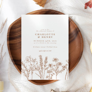 Convites Janto de ensaio Elegant Wildflower Terracotta