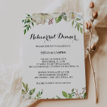 Convites Janto de ensaio Elegant Winter White Peony<br><div class="desc">Este elegante convite de janto de ensaio de peônias brancas de inverno é perfeito para um ensaio de casamento de destino. A design apresenta um buquê de folhas,  pintadas à mão,  arrojadas,  verdes e marrons,  com peonias brancas com aspecto fresco,  inspiradora felicidade e beleza natural.</div>