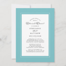 Convites Janto de Ensaio Elegante Aqua e Casamento Branco