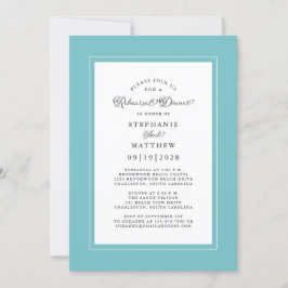 Convites Janto de Ensaio Elegante Aqua e Casamento Branco