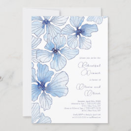 Convites Janto de ensaio Elegante Blue Flowers