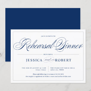 Convites Janto de ensaio Elegante Blue Silver Lines