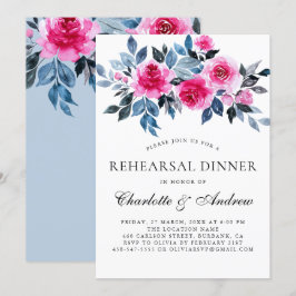 Convites Janto de ensaio Elegante de Aquarela Floral Rosa