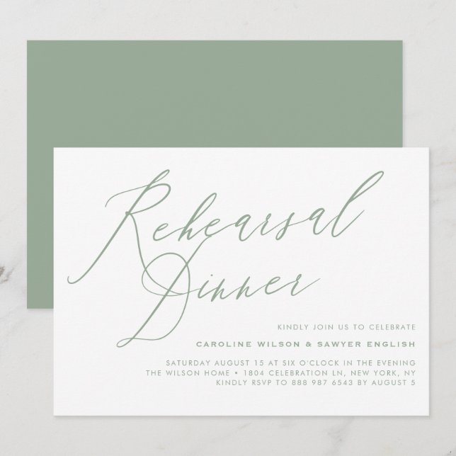 Convites Janto de Ensaio Elegante de Caligrafia Burgundy (Frente/Verso)