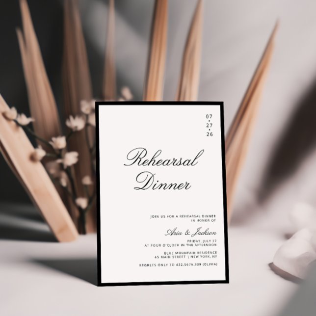 Convites Janto de Ensaio Elegante de Caligrafia Preta e Bra (Criador carregado)