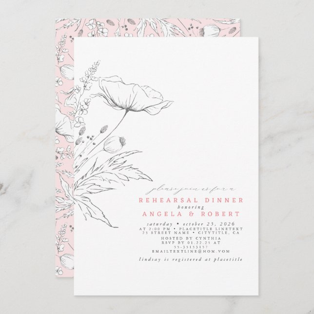 Convites Janto de ensaio elegante de flores selvagens desen (Frente/Verso)