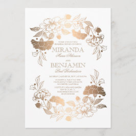 Convites Janto de ensaio Elegante Dourado Peony Floral Wrea