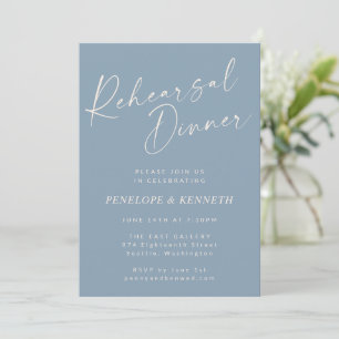 Convites Janto de Ensaio Elegante Dusty Blue Script