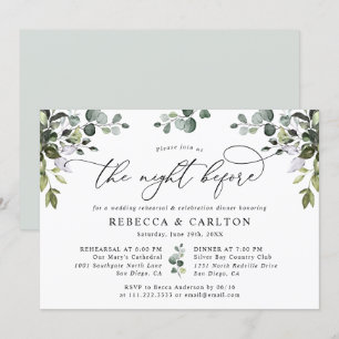 Convites Janto de ensaio Elegante Eucalyptus Greenery