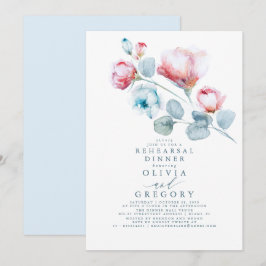 Convites Janto de Ensaio Elegante Floral de Rosa Azul Dusty