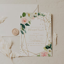 Convites Janto de ensaio elegante geométrico e verde Dourad