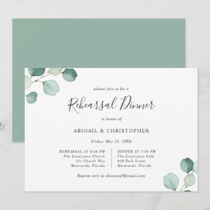 Convites Janto de ensaio Elegante Greenery Eucalyptus