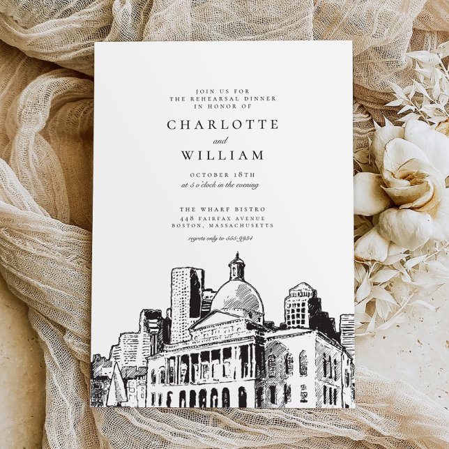Convites Janto de Ensaio Elegante Moderno de Boston (Criador carregado)