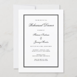 Convites Janto de ensaio Elegante White Black Script