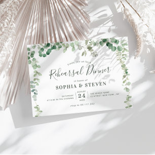 Convites janto de ensaio eucalipto greenery wreath