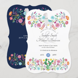 Convites Janto de ensaio Fiesta Llama Folk Flowers Cactos