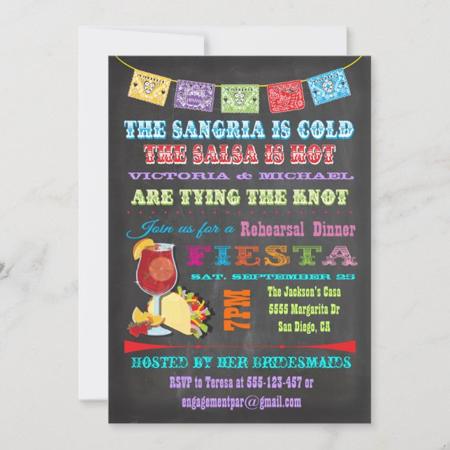 Convites Janto de ensaio Fiesta Sangria Mexicano (Frente)