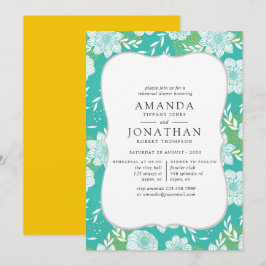 Convites Janto de Ensaio Floral Amarelo e Teal