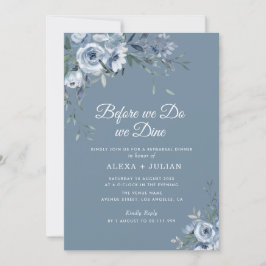 Convites janto de ensaio floral azul rústico