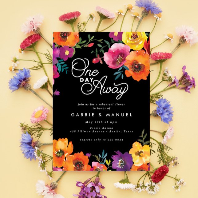 Convites Janto de Ensaio Floral Black Fiesta Colorful (Criador carregado)