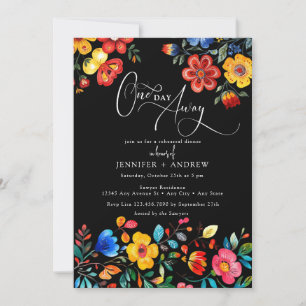 Convites Janto de Ensaio Floral Black Fiesta Colorful