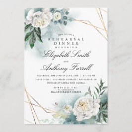 Convites Janto de Ensaio Floral Branco com Frame Dourado Ve
