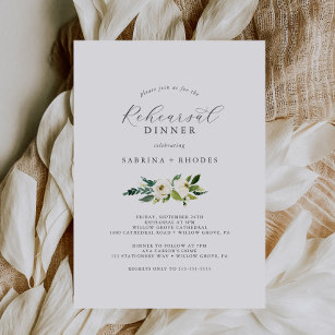 Convites Janto de Ensaio Floral Branco Elegante