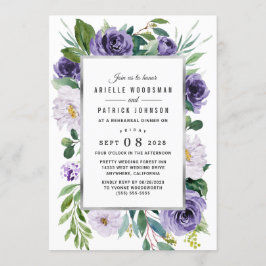 Convites Janto de Ensaio Floral com Aquarela de Prata Roxa
