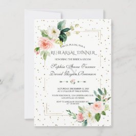 Convites Janto de Ensaio Floral com Lâmina Dourada Elegante