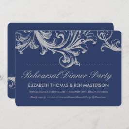 Convites Janto de Ensaio Floral de Azul e Cinza Antiquado