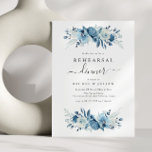Convites Janto de ensaio floral de cor aquosa azul Elegante<br><div class="desc">Um design de tema de casamento azul e branco com flores pintadas a azul-aquarela. Um design perfeito para o seu verão,  primavera e casamento no inverno. Você pode personalizar o texto e os detalhes de cor neste modelo de convite de casamento.</div>