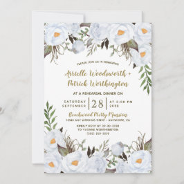 Convites Janto de Ensaio Floral de Vintage Dourado Dusty Bl