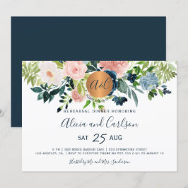 Convites Janto de ensaio floral do marinho elegante