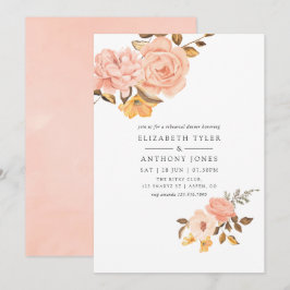 Convites Janto de Ensaio Floral Dourado e Rosa Esbranquiçad